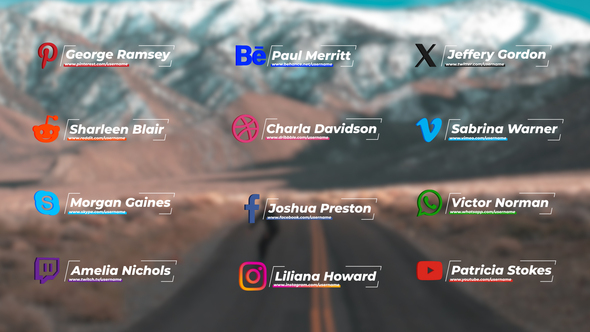 Lower Thirds Social Media Elements template preview