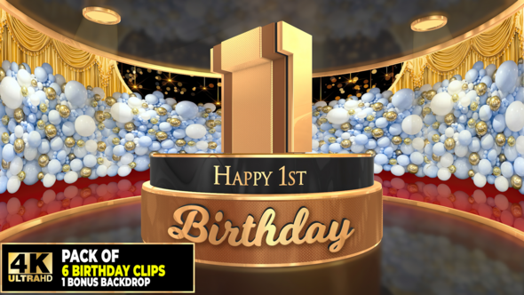 1 year, 1st Birthday 3D cake intro pack with a bonus backdrop alt