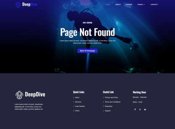 Deepdive - Scuba Diving & Water Sports Elementor Template Kit