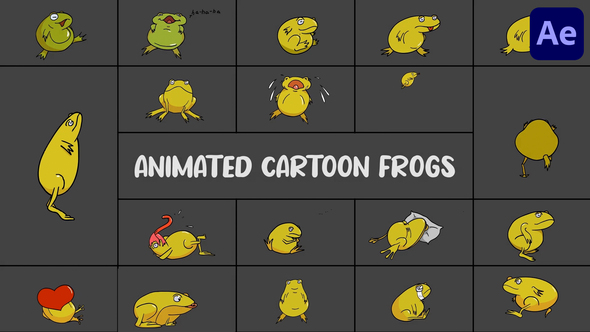 Animated Cartoon Frogs for After Effects Elements template preview