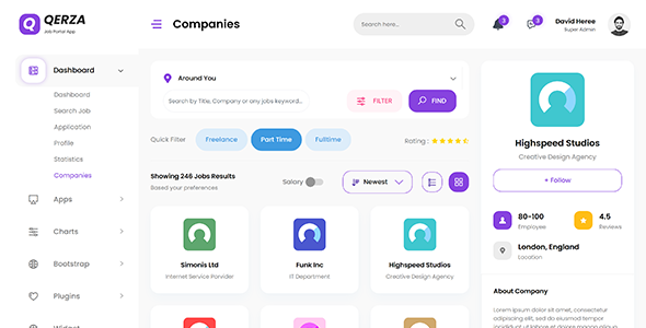Qerza - Job Portal Admin Dashboard Angular 18 Template by DexignZone