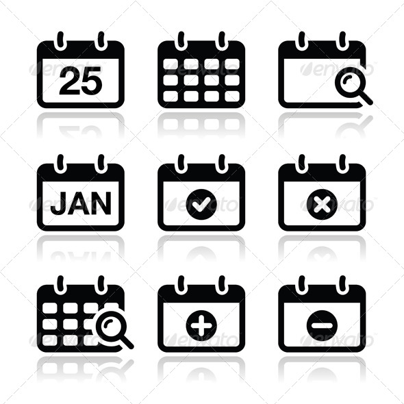 Calendar Date Vector Icons Set - Miscellaneous Conceptual