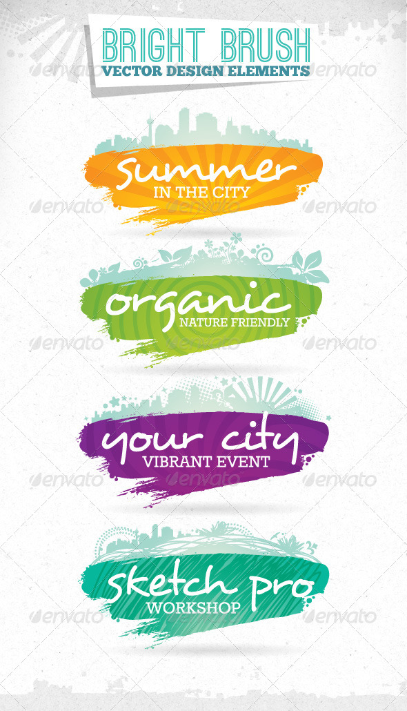 Bright Brush Grunge Vector Design Elements - Abstract Conceptual