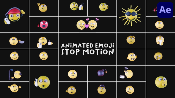 Animated Emoji Stop Motion | After Effects Elements template preview