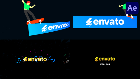 Skateboard Trick Logo Reveal for After Effects Logo Stings template preview