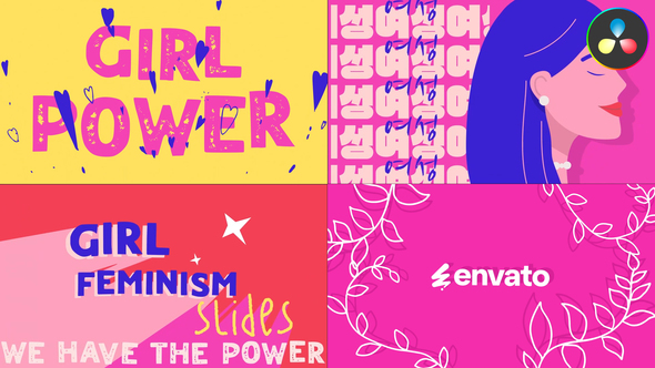 Feminism Typography Scenes for DaVinci Resolve