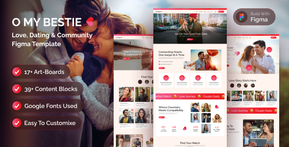 O My Bestie - Dating, Social Network Website Figma Template