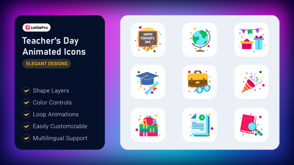 Teacher's Day Animated Icons Elements template preview