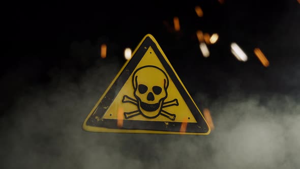 Poison Sign Over a Smoky Background
