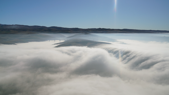 8K Waterfall Of Foggy Cloud In Valley