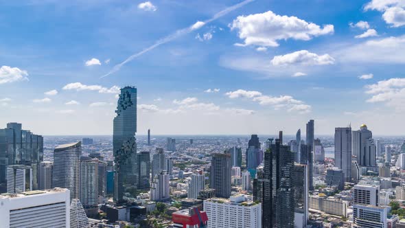 Bangkok business district city center above Silom area – Time Lapse