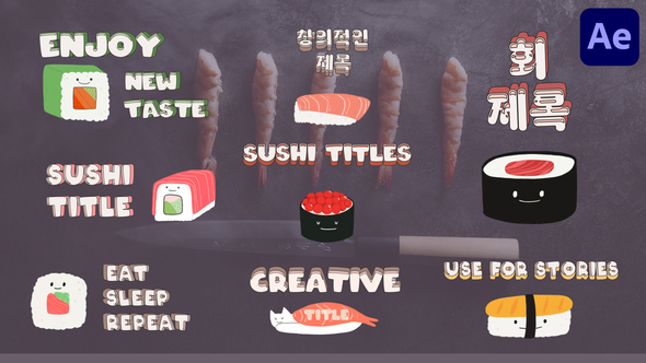 Cartoon Sushi Titles for After Effects Titles template preview