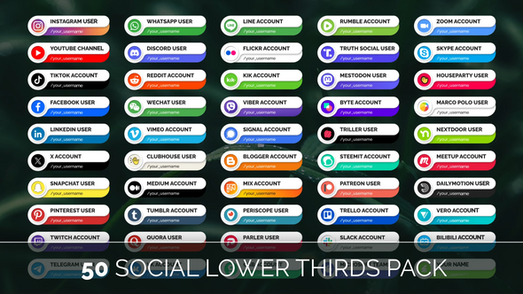 50 Social Media Lower Thirds Pack Elements template preview