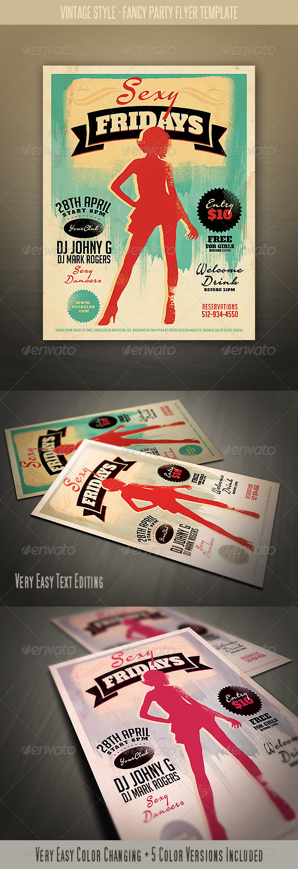 Vintage Style Fancy Night Flyer - Clubs & Parties Events