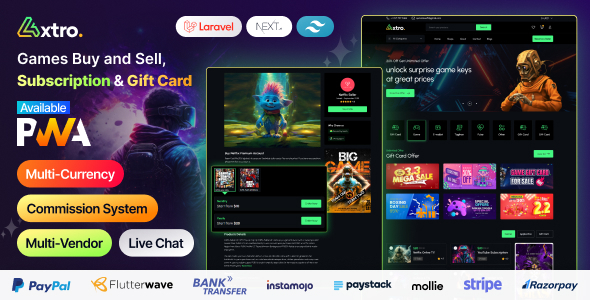 Axtro – Games Buy and Sell, Subscription & Gift Card Laravel Script