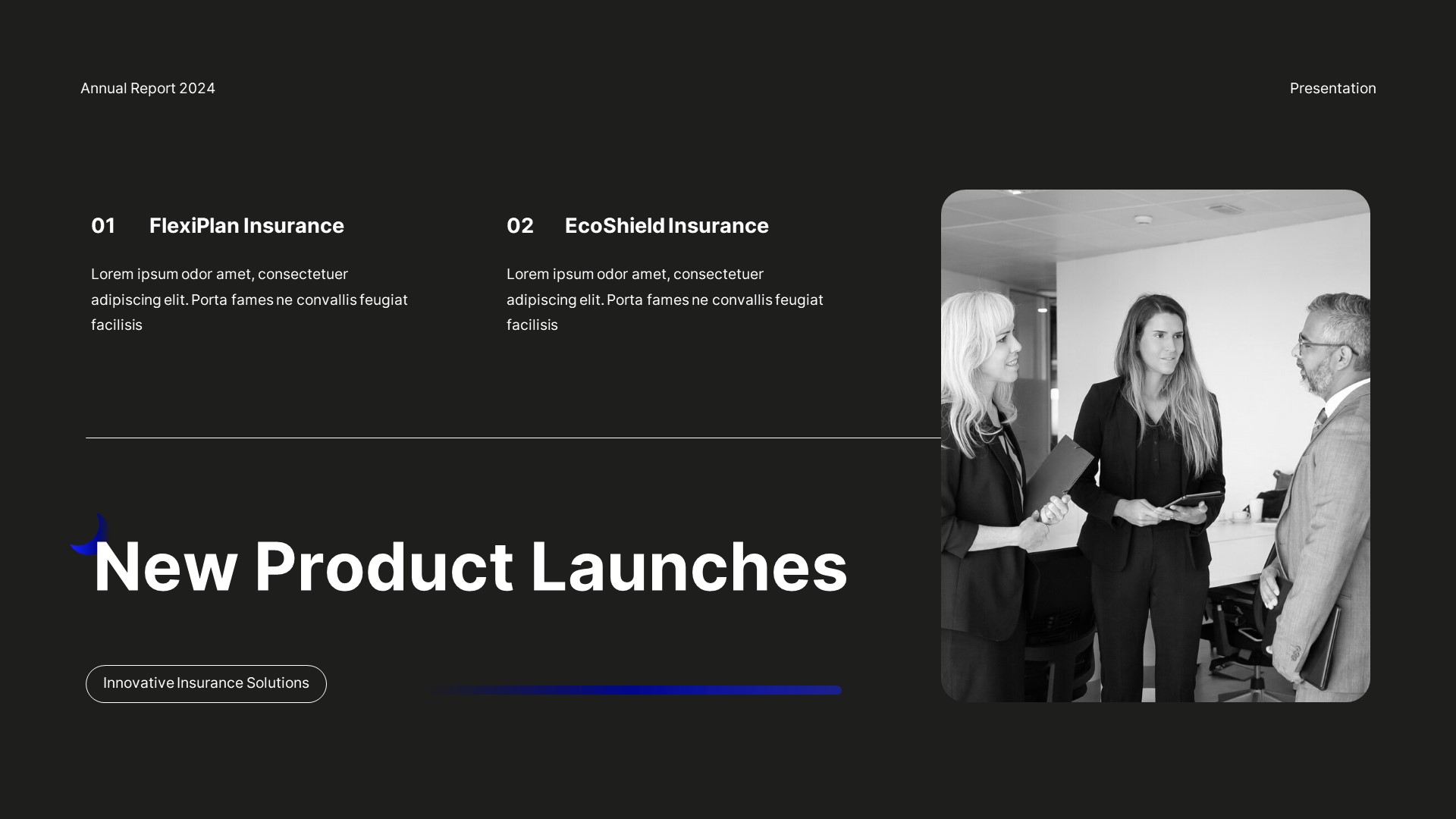 White Black Blue Modern Annual Report Google Slide Presentation ...