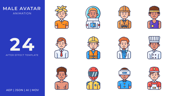 Male Avatar Animated Icons | After Effects alt