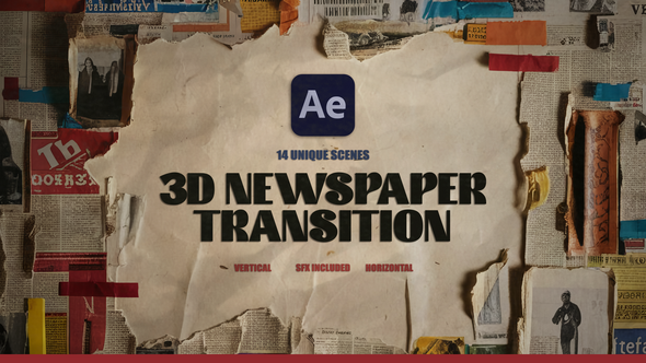 3D Newspaper Transition Elements template preview