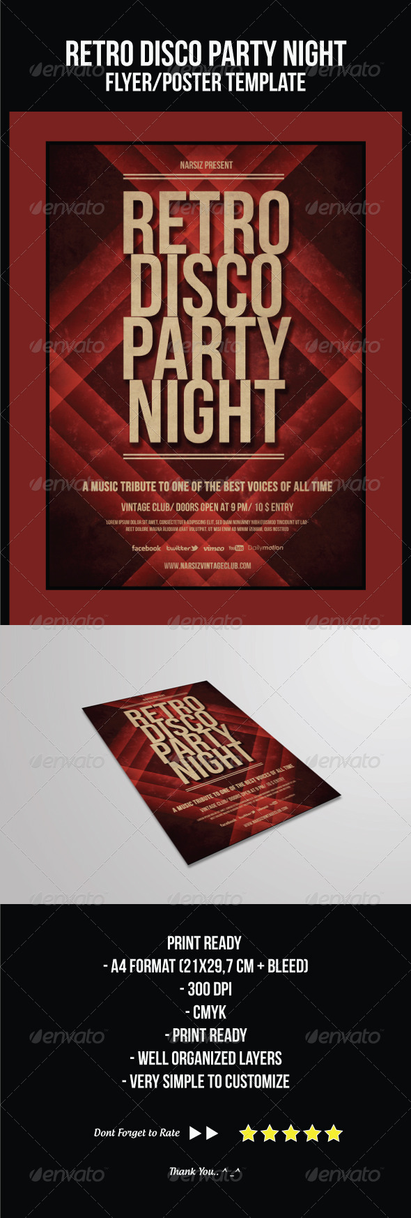 Retro Disco Party Night Flyer/Poster Templates - Events Flyers