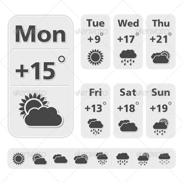 Design Template for Weather Forecast - Web Elements Vectors