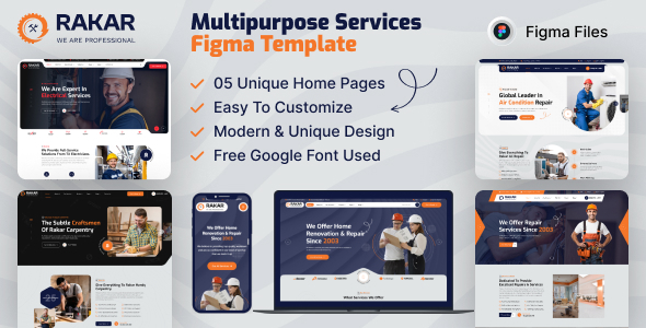 Rakar - Handyman Multipurpose Repairing Services Figma Template