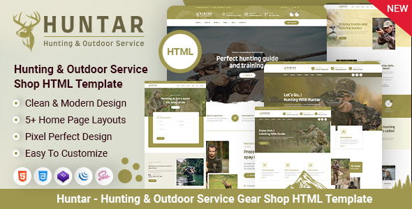 Huntar - Hunting & Outdoor Hobby Service HTML Template