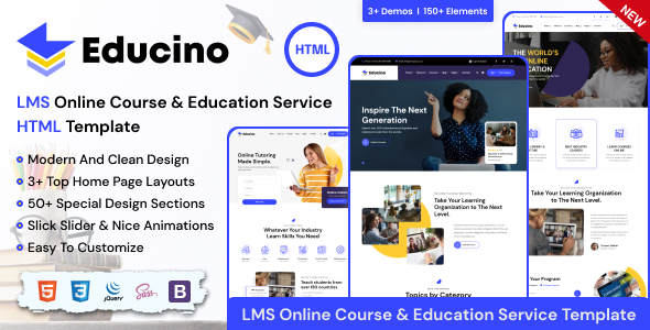 Educino - Teacher Course & Education Service HTML Template