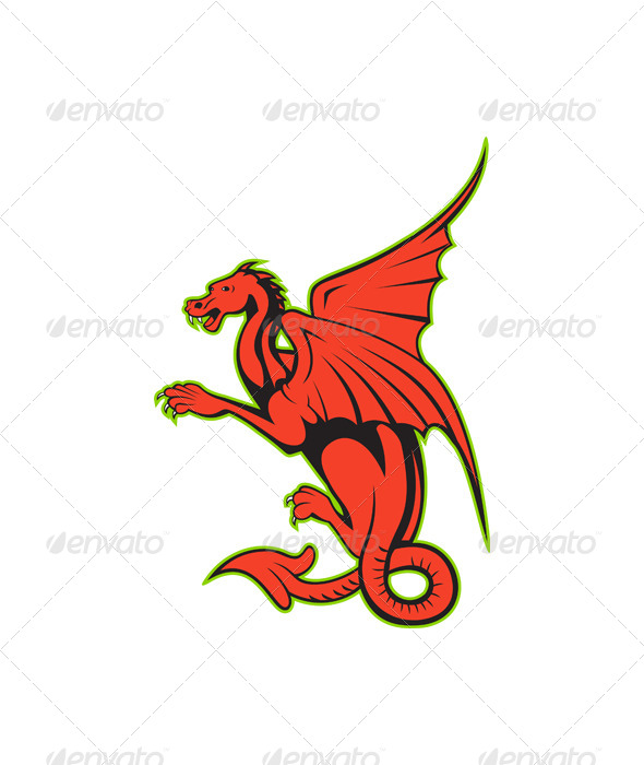 Red Dragon Cartoon - Animals Characters