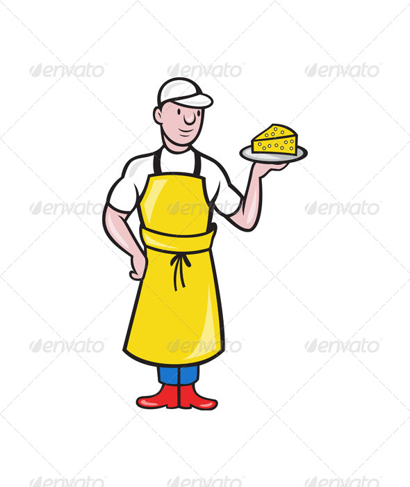 Cheesemaker Holding Plate of Cheese - People Characters