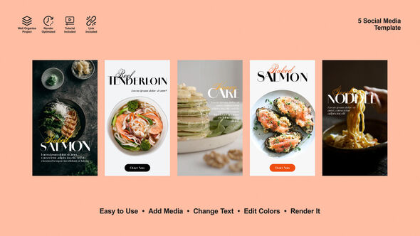 Fish Menu Instagram Stories Product Promo template preview