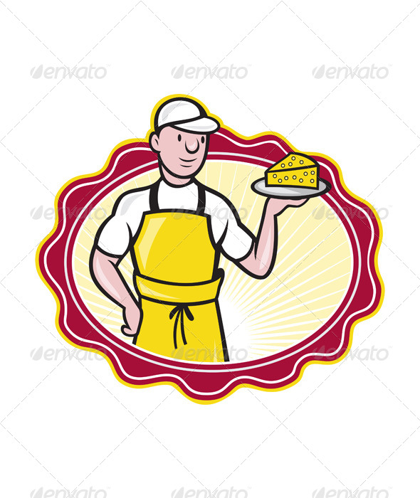 Cheesemaker Holding Plate of Cheese - People Characters