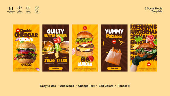 Burger Instagram Stories Product Promo template preview
