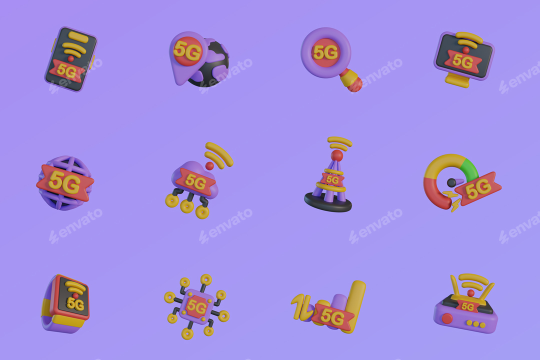 3D 5G Network Icon, Icons | GraphicRiver