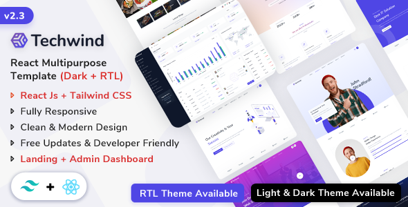 Techwind - React Js Multipurpose App, Saas & Software Landing & Admin Dashboard Template