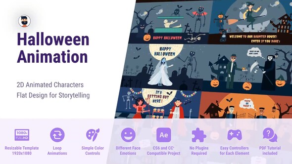 Halloween Character And Background MOGRT PR Premiere Pro Premiere Pro template preview