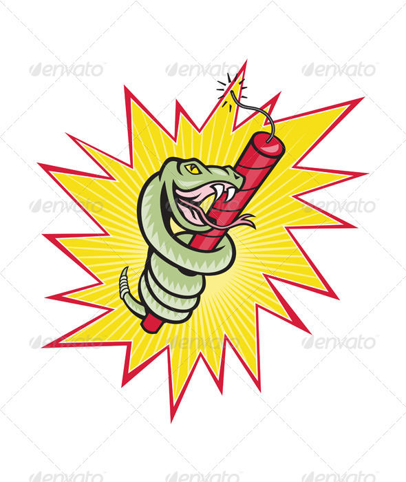 Rattle Snake Coiling Dynamite Cartoon - Animals Characters