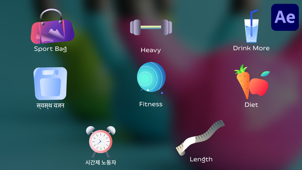 Fitness Icons And Titles for After Effects Titles template preview