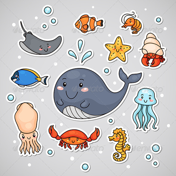 Sticker with Sea Animals - Animals Characters