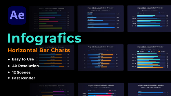Horizontal Bar Charts Infographics template preview