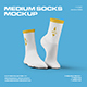 7 Mockups Medium Socks in the 3D Style