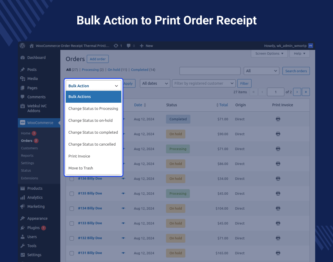 WooCommerce Order Receipt Cloud Thermal Printing by Webkul | CodeCanyon
