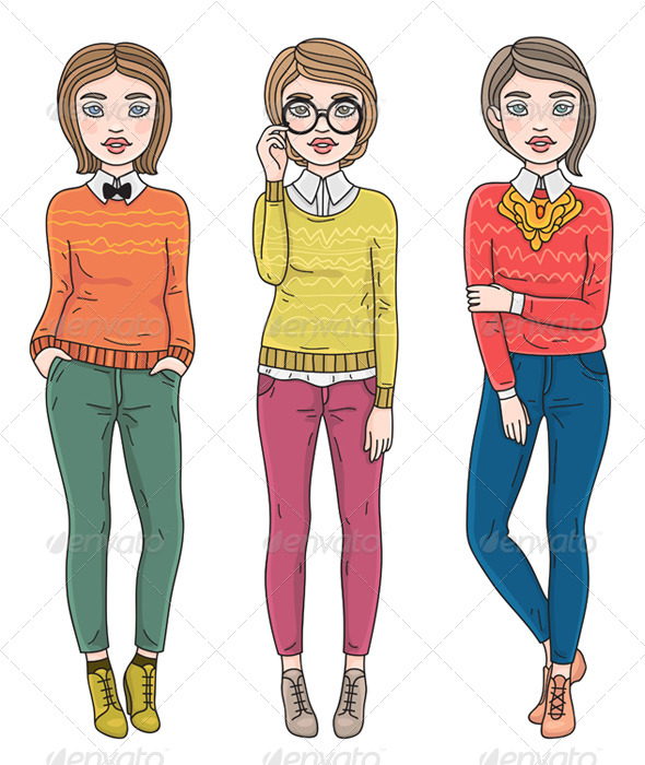 Fashion Autumn Girls - People Characters