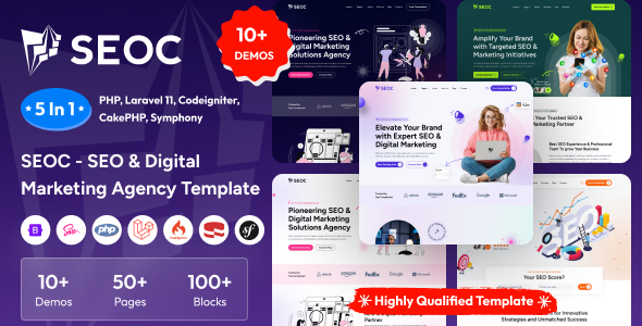 SEOC - SEO & Digital Marketing Agency PHP, Laravel 11, Codeigniter, Symfony 7 & CakePHP Template