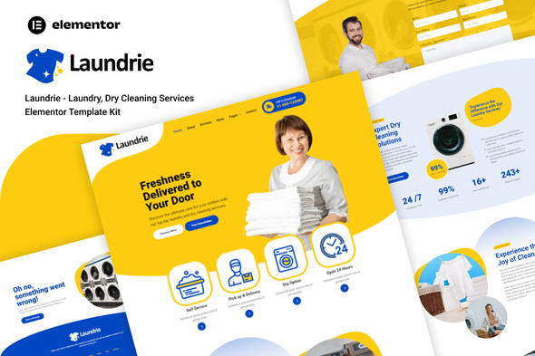 Laundrie - Laundry, Dry Cleaning Services Elementor Template Kit