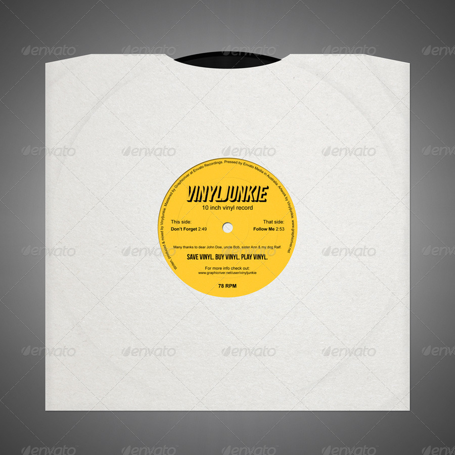 Realistic Vinyl Records With Inner Sleeves by vinyljunkie GraphicRiver
