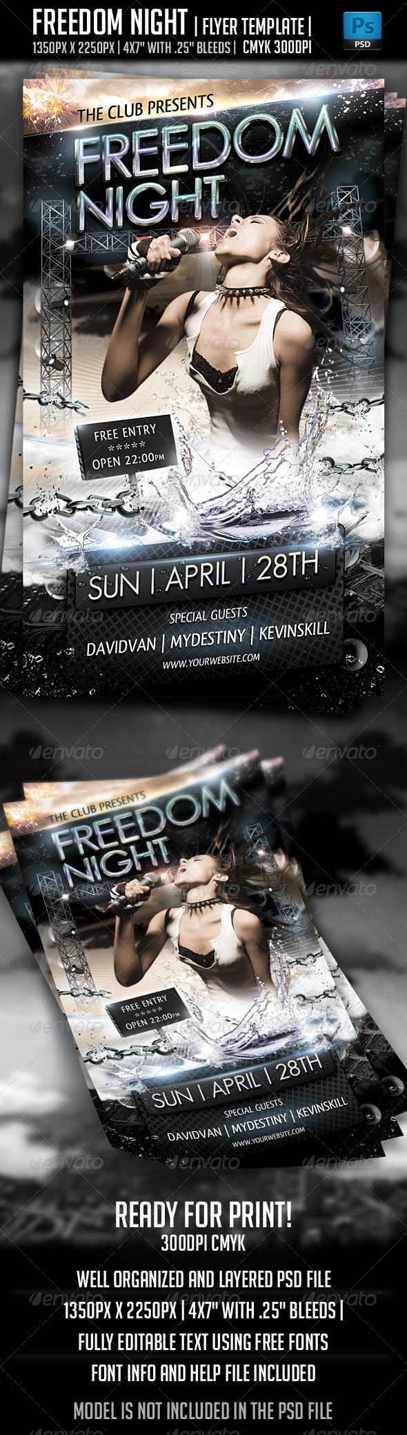 Freedom Night Flyer Template - Clubs & Parties Events