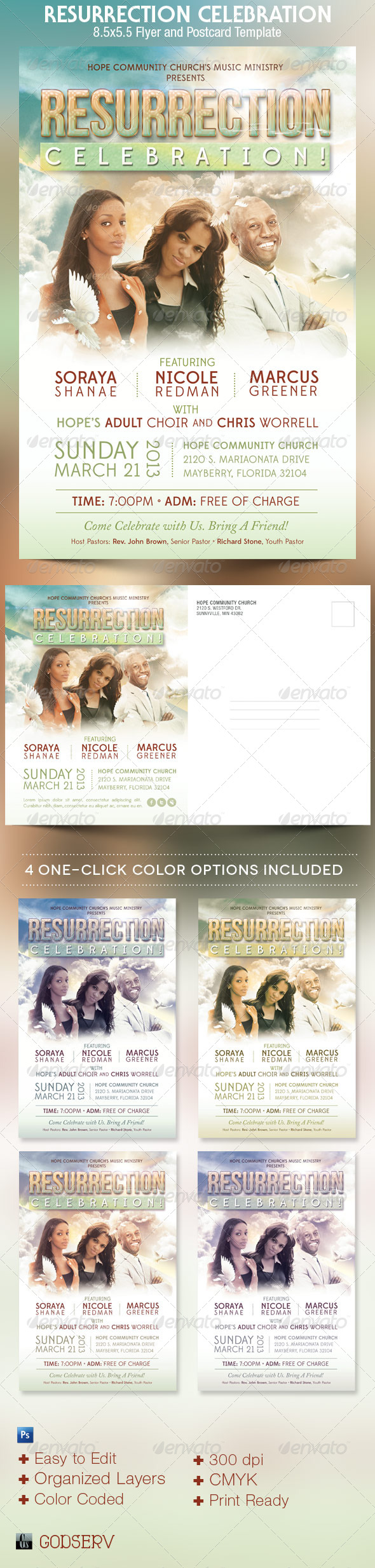 Resurrection Celebration Church Flyer Template - Church Flyers