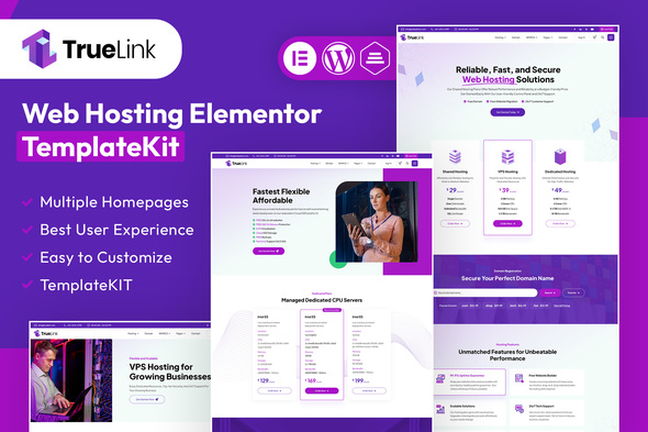 TrueLink - Web Hosting Elementor Template Kit