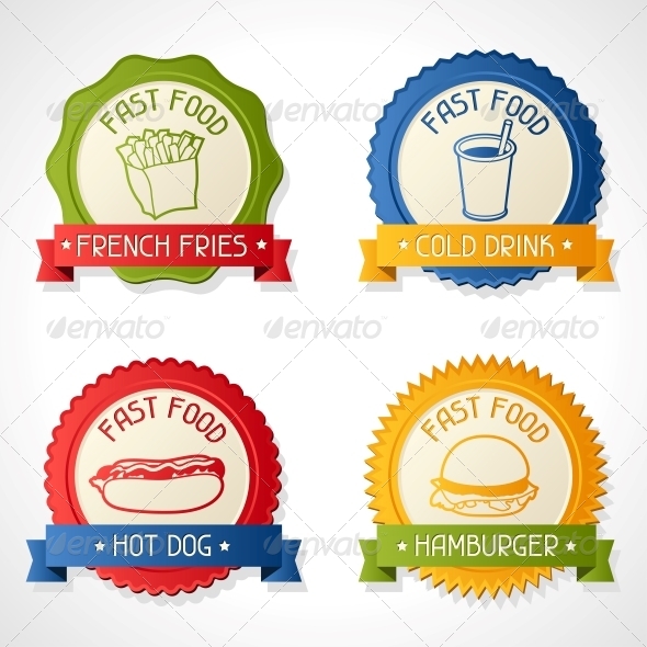 Set of Badges. - Food Objects