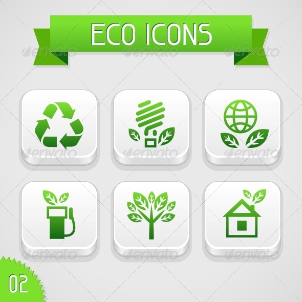 Collection of Apps Icons with Eco Elements. Set 2. - Web Elements Vectors